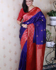Violet Soft Silk Banarasi Wavy Unique Zari Woven Saree