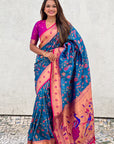 Blue Paithani Jaal Silk Zari Woven Saree