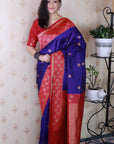 Violet Soft Silk Banarasi Wavy Unique Zari Woven Saree