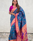 Blue Paithani Jaal Silk Zari Woven Saree