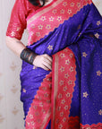 Violet Soft Silk Banarasi Wavy Unique Zari Woven Saree
