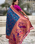 Blue Paithani Jaal Silk Zari Woven Saree