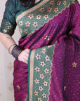 Wine Soft Silk Banarasi Wavy Unique Zari Woven Saree