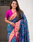 Blue Paithani Jaal Silk Zari Woven Saree