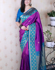 Purple Soft Silk Banarasi Wavy Unique Zari Woven Saree