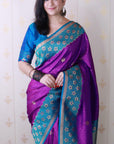 Purple Soft Silk Banarasi Wavy Unique Zari Woven Saree