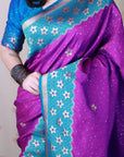 Purple Soft Silk Banarasi Wavy Unique Zari Woven Saree