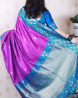 Purple Soft Silk Banarasi Wavy Unique Zari Woven Saree