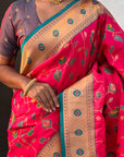 Pink Paithani Jaal Silk Zari Woven Saree
