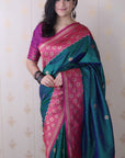 Green Soft Silk Banarasi Wavy Unique Zari Woven Saree
