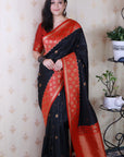 Black Soft Silk Banarasi Wavy Unique Zari Woven Saree