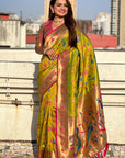 Mehendi Green Paithani Jaal Silk Zari Woven Saree