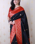 Black Soft Silk Banarasi Wavy Unique Zari Woven Saree
