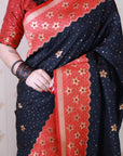 Black Soft Silk Banarasi Wavy Unique Zari Woven Saree