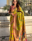 Mehendi Green Paithani Jaal Silk Zari Woven Saree