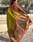 Mehendi Green Paithani Jaal Silk Zari Woven Saree