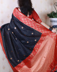 Black Soft Silk Banarasi Wavy Unique Zari Woven Saree