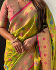 Mehendi Green Paithani Jaal Silk Zari Woven Saree