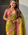 Mehendi Green Paithani Jaal Silk Zari Woven Saree
