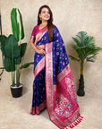 Violet Banarasi Jaal Zari Woven Silk Saree
