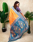 Orange Banarasi Jaal Zari Woven Silk Saree