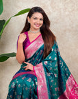 Green Banarasi Jaal Zari Woven Silk Saree