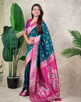 Green Banarasi Jaal Zari Woven Silk Saree