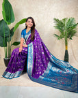 Purple Banarasi Jaal Zari Woven Silk Saree