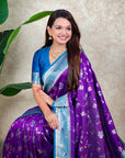 Purple Banarasi Jaal Zari Woven Silk Saree