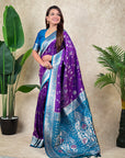 Purple Banarasi Jaal Zari Woven Silk Saree