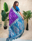 Purple Banarasi Jaal Zari Woven Silk Saree