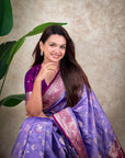 Lavender Banarasi Jaal Zari Woven Silk Saree