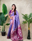 Lavender Banarasi Jaal Zari Woven Silk Saree