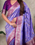 Lavender Banarasi Jaal Zari Woven Silk Saree