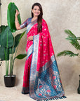 Pink Banarasi Jaal Zari Woven Silk Saree