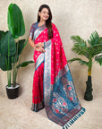 Pink Banarasi Jaal Zari Woven Silk Saree
