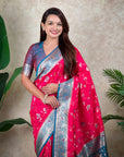 Pink Banarasi Jaal Zari Woven Silk Saree