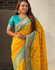 Yellow Soft Silk Zari Woven Premium Patola Saree with Contrast Weaves