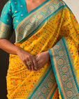 Yellow Soft Silk Zari Woven Premium Patola Saree with Contrast Weaves