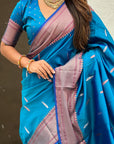 Blue Dual Zari Woven Yeola Traditional Paithani Silk Saree