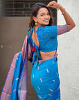 Blue Dual Zari Woven Yeola Traditional Paithani Silk Saree