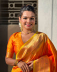 Orange Zari Woven Gudi Padwa Special Paithani Silk Saree