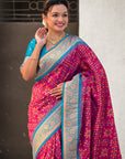 Magenta Soft Silk Zari Woven Premium Patola Saree with Contrast Weaves