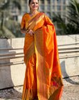 Orange Zari Woven Gudi Padwa Special Paithani Silk Saree