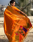 Orange Zari Woven Gudi Padwa Special Paithani Silk Saree