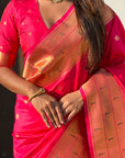 Pink Zari Woven Gudi Padwa Special Paithani Silk Saree