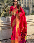 Pink Zari Woven Gudi Padwa Special Paithani Silk Saree