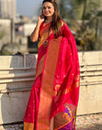 Pink Zari Woven Gudi Padwa Special Paithani Silk Saree