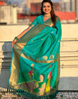 Sea Green Zari Woven Gudi Padwa Special Paithani Silk Saree