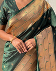Bottle Green Zari Woven Gudi Padwa Special Paithani Silk Saree